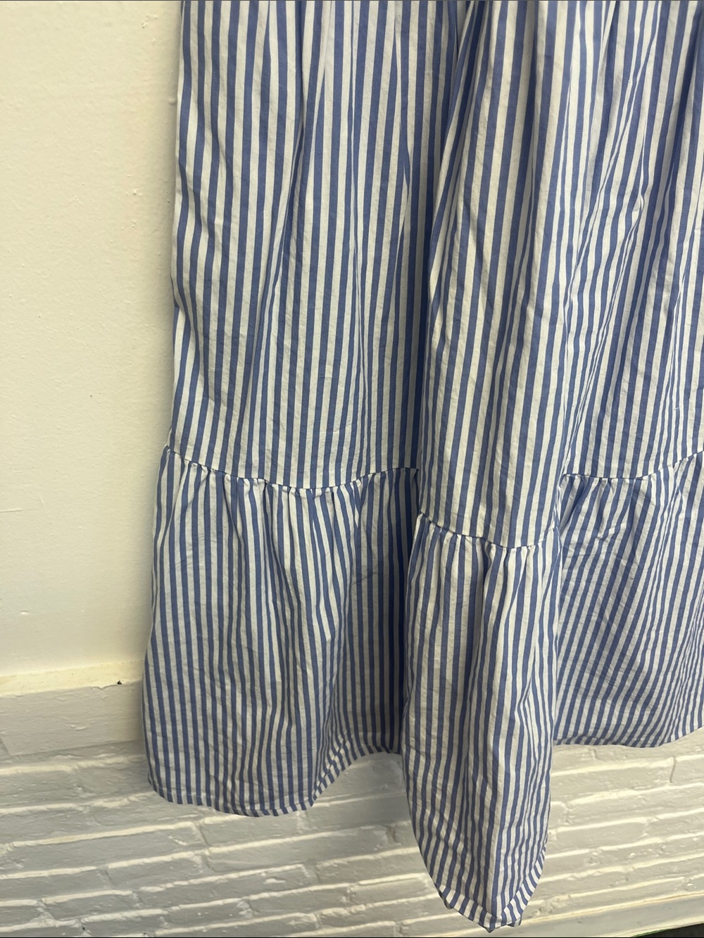 J. Crew Blue and White Striped Midi Tiered Dress - Picture 4 of 6